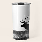 Elk Silhouette  Black and White  Travel Mug Gallery Image 1