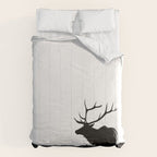 Elk Silhouette  Black and White  Comforter Gallery Image 6