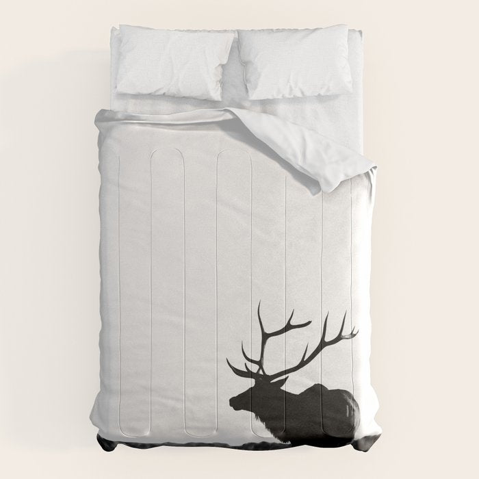 Elk Silhouette  Black and White  Comforter Gallery Image 6