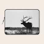 Elk Silhouette  Black and White  Laptop Sleeve Gallery Image 1