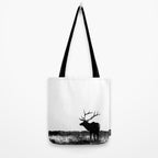 Elk Silhouette  Black and White  Tote Bag Gallery Image 2