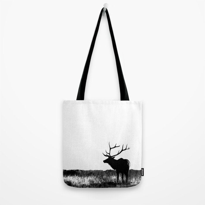 Elk Silhouette  Black and White  Tote Bag Gallery Image 2