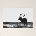Elk Silhouette  Black and White  Welcome Mat Gallery Image 1