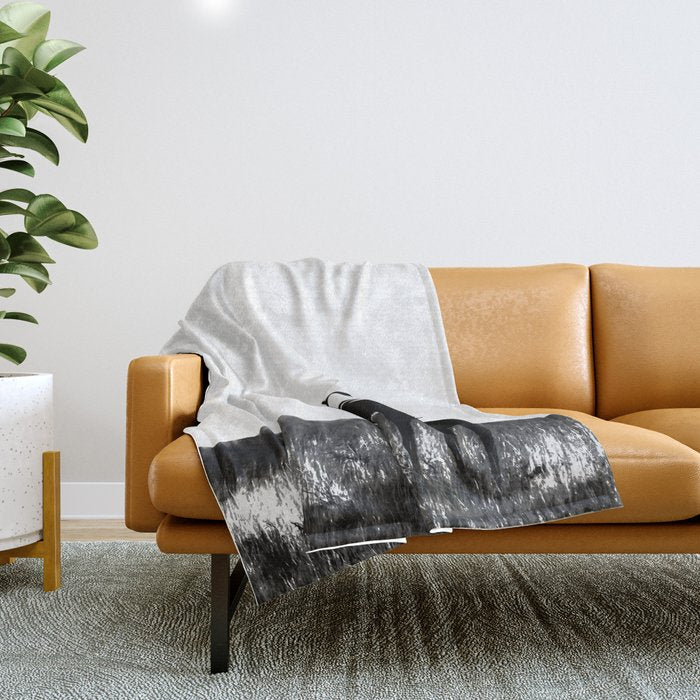 Elk Silhouette  Black and White  Throw Blanket Gallery Image 1