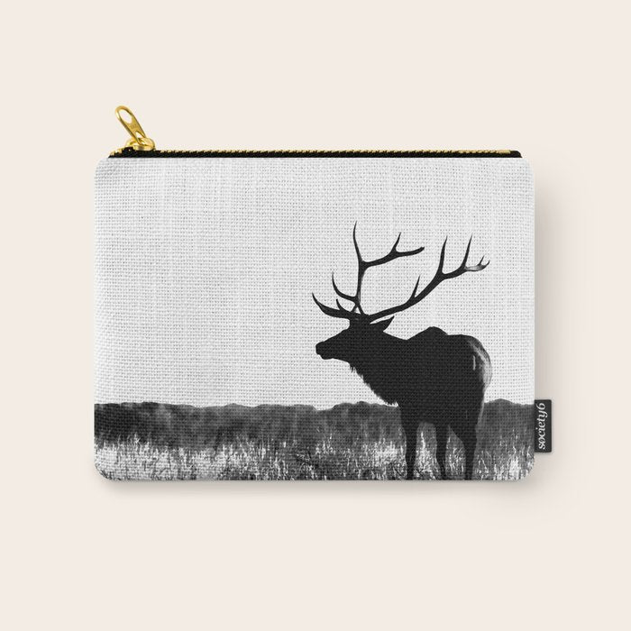 Elk Silhouette  Black and White  Carry All Pouch Gallery Image 1