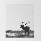 Elk Silhouette  Black and White  Throw Blanket Gallery Image 2
