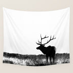 Elk Silhouette  Black and White  Wall Tapestry Gallery Image 4