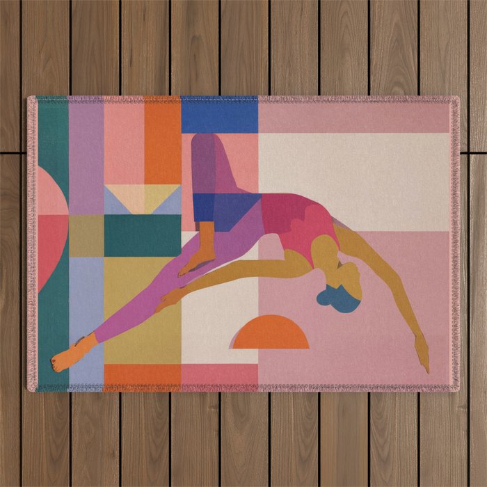 Abstract Yoga Pose Outdoor Rug Gallery Image 1