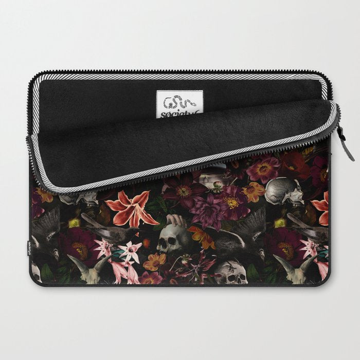 Gothic Night Skulls Flower Botanical Midnight Garden Laptop Sleeve Gallery Image 2