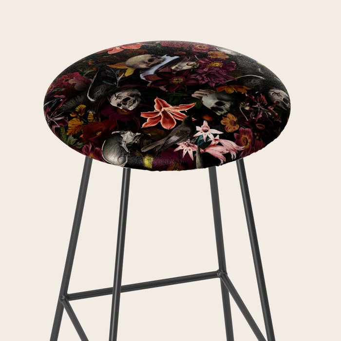 Gothic Night Skulls Flower Botanical Midnight Garden Stool Gallery Image 2