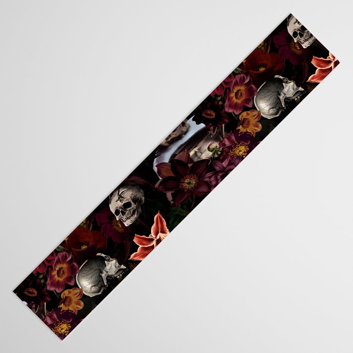 Gothic Night Skulls Flower Botanical Midnight Garden Table Runner Gallery Image 3