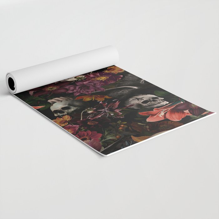 Gothic Night Skulls Flower Botanical Midnight Garden Yoga Mat Gallery Image 2