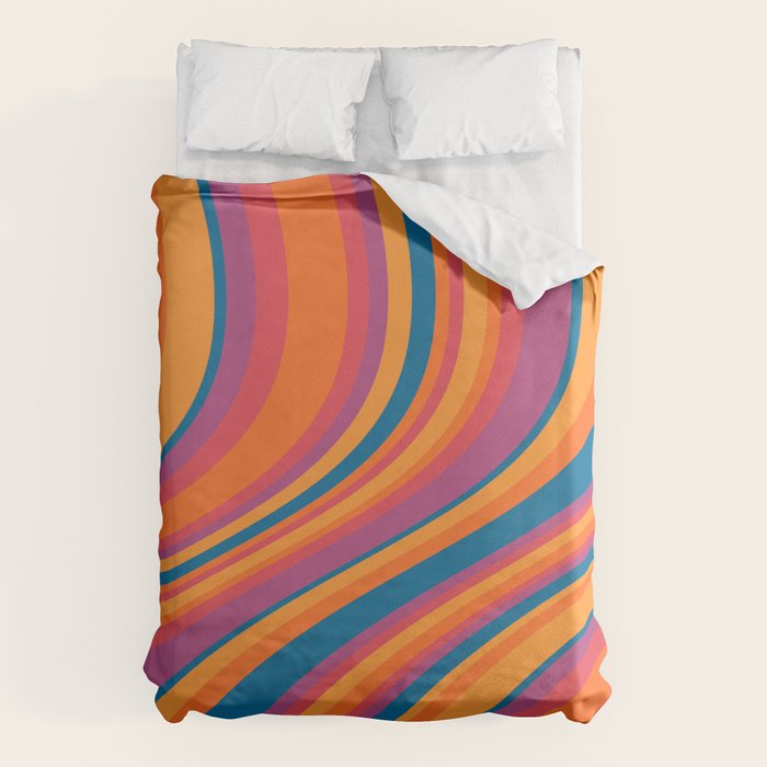Wavy Stripes III - Retro Rainbow Duvet Cover Gallery Image 1