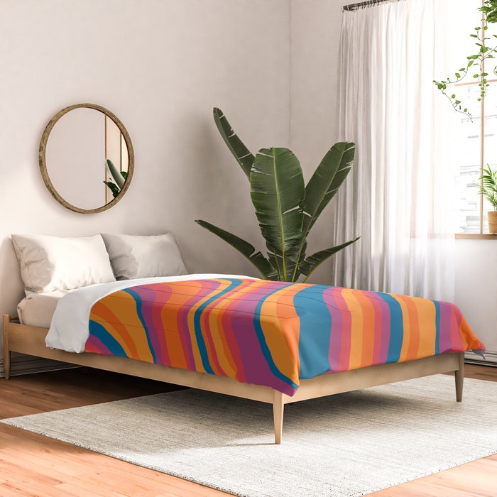 Wavy Stripes III - Retro Rainbow Comforter Gallery Image 2