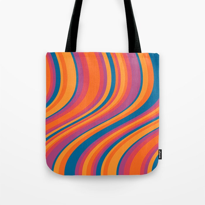 Wavy Stripes III - Retro Rainbow Tote Bag Gallery Image 1