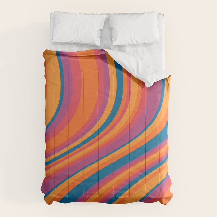 Wavy Stripes III - Retro Rainbow Comforter Gallery Image 6