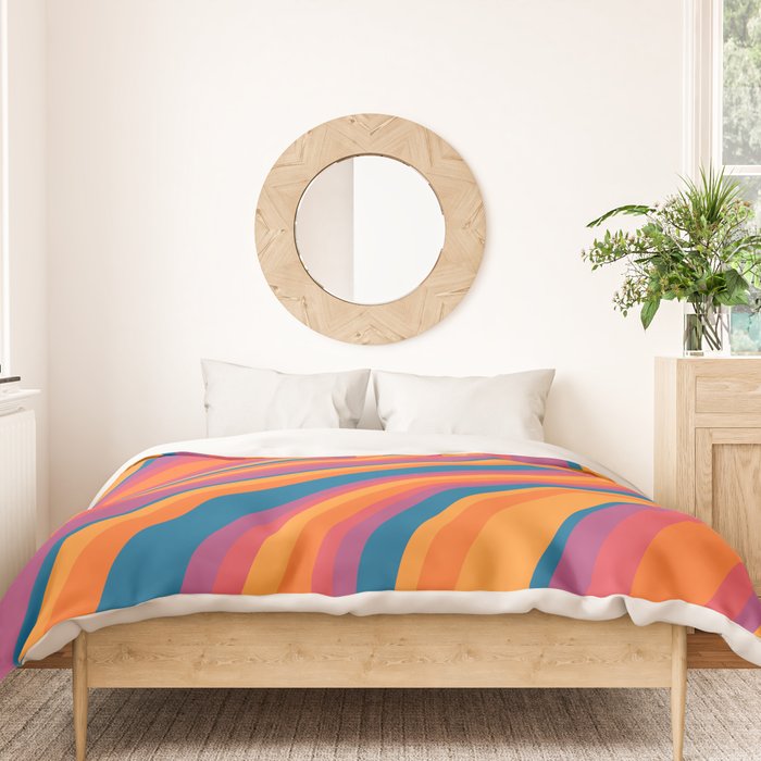 Wavy Stripes III - Retro Rainbow Duvet Cover Gallery Image 3