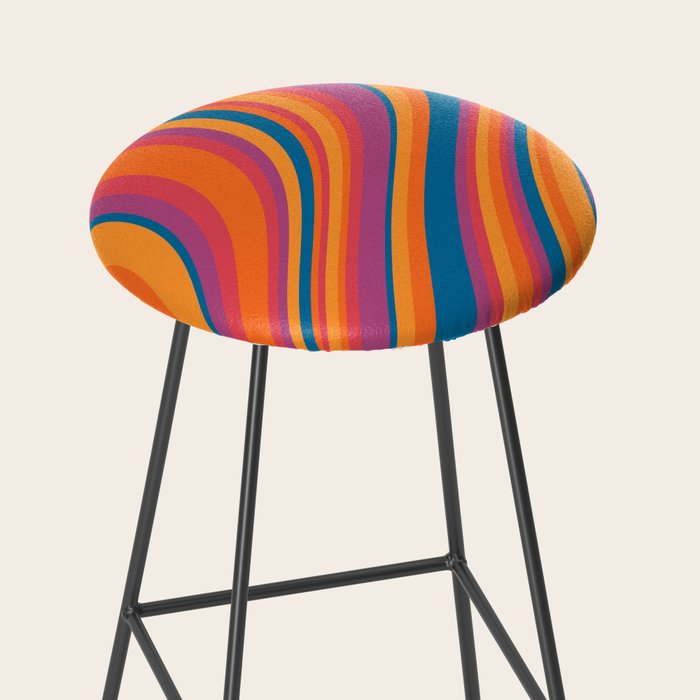 Wavy Stripes III - Retro Rainbow Stool Gallery Image 2