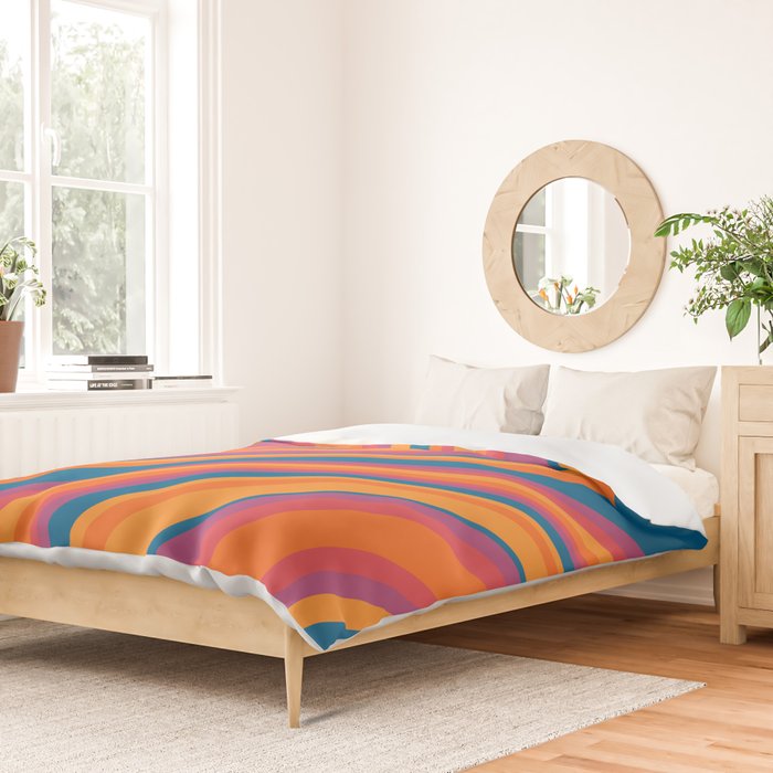 Wavy Stripes III - Retro Rainbow Duvet Cover Gallery Image 2