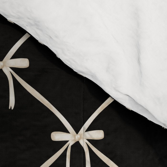 Bows & Ribbons Pattern XLVII Black and White Comforter Gallery Image 4