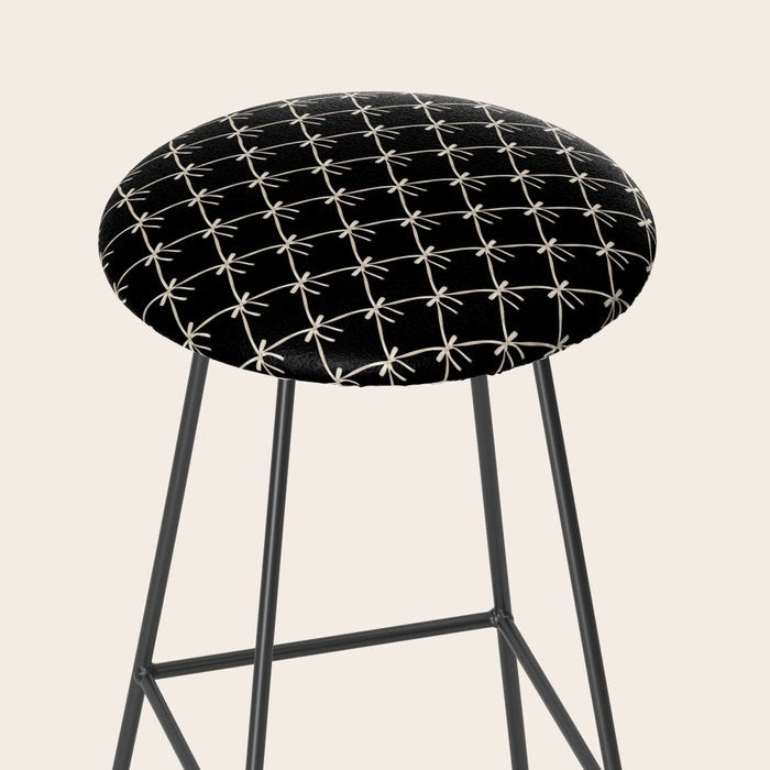 Bows & Ribbons Pattern XLVII Black and White Stool Gallery Image 2