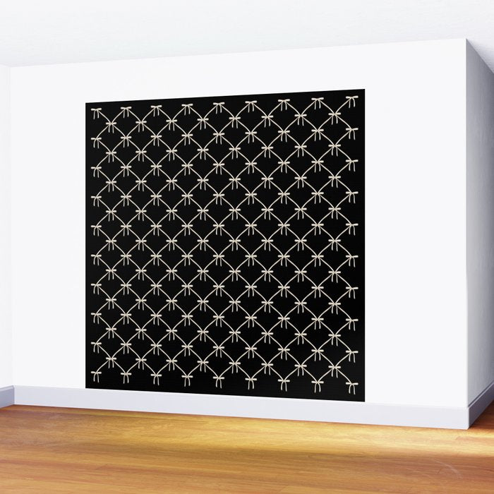 Bows & Ribbons Pattern XLVII Black and White Wall Mural Gallery Image 2