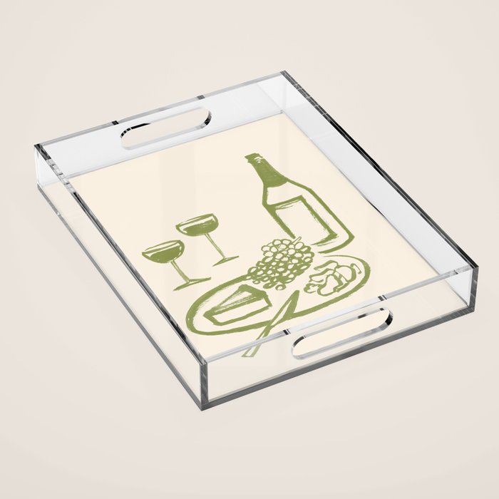 Wine and Cheese Aperitivo - Green Acrylic Tray Gallery Image 1
