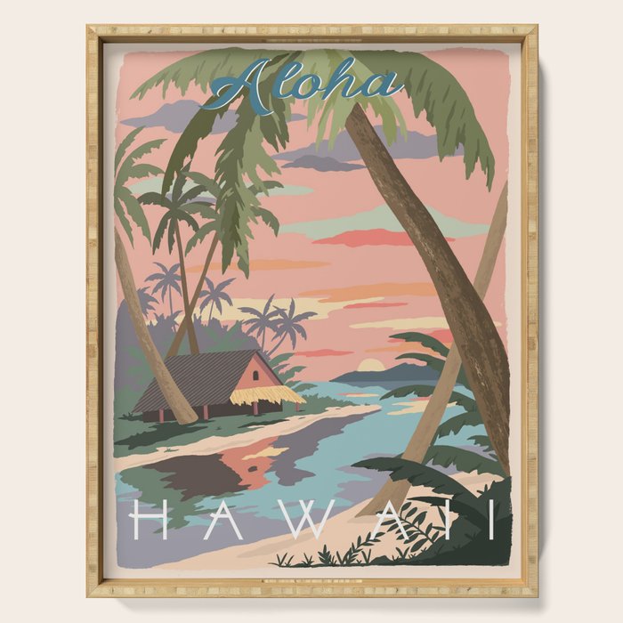 Aloha Hawaii Travel Poster Serving Tray Gallery Image 1