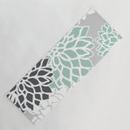 Flower Blooms, Teal and Grey Yoga Mat Gallery Image 1