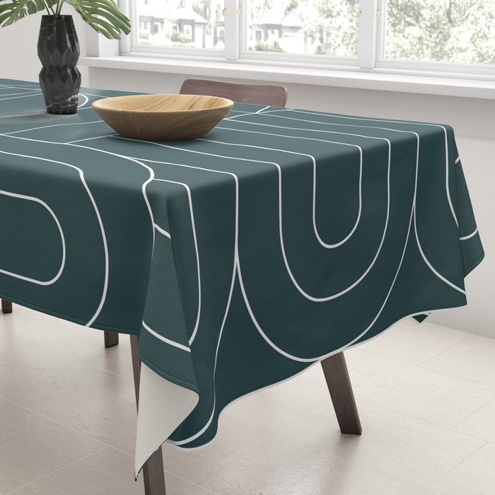 Deco Geometric 04 Teal Tablecloth Gallery Image 3