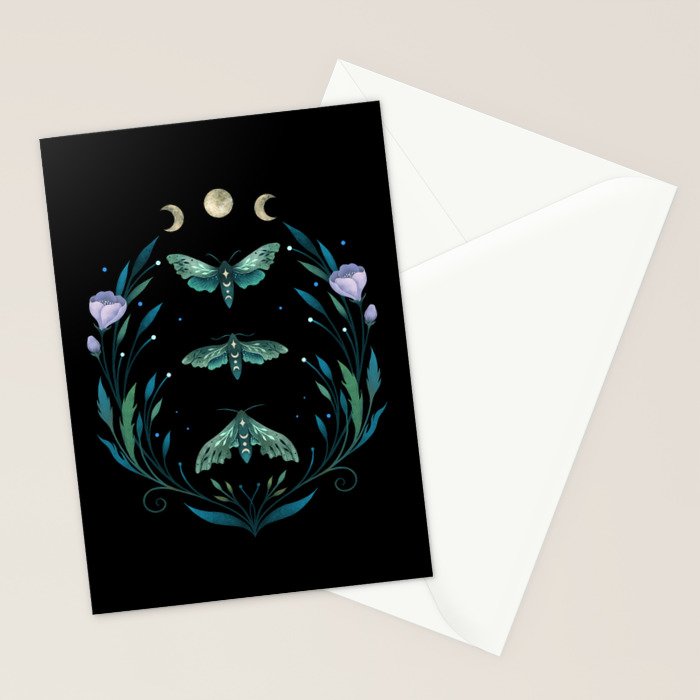 Lime Hawk Moths Night Stationery Card Gallery Image 2