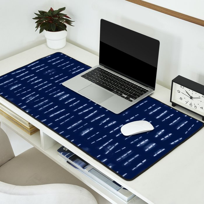 White stripes over blue shibori tie dye pattern Desk Mat Gallery Image 2