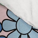 Retro Garden Flowers Groovy Multicolor 60s 70s Floral Pattern Blue Pink Green Comforter Gallery Image 4
