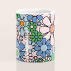 Retro Garden Flowers Groovy Multicolor 60s 70s Floral Pattern Blue Pink Green Coffee Mug Gallery Image 4