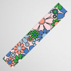 Retro Garden Flowers Groovy Multicolor 60s 70s Floral Pattern Blue Pink Green Table Runner Gallery Image 3