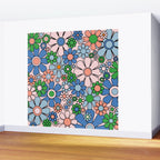Retro Garden Flowers Groovy Multicolor 60s 70s Floral Pattern Blue Pink Green Wall Mural Gallery Image 2