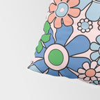 Retro Garden Flowers Groovy Multicolor 60s 70s Floral Pattern Blue Pink Green Pillow Sham Gallery Image 4