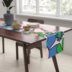 Retro Garden Flowers Groovy Multicolor 60s 70s Floral Pattern Blue Pink Green Table Runner Gallery Image 2