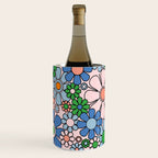 Retro Garden Flowers Groovy Multicolor 60s 70s Floral Pattern Blue Pink Green Wine Chiller Gallery Image 1