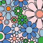 Retro Garden Flowers Groovy Multicolor 60s 70s Floral Pattern Blue Pink Green Coffee Mug Gallery Image 2