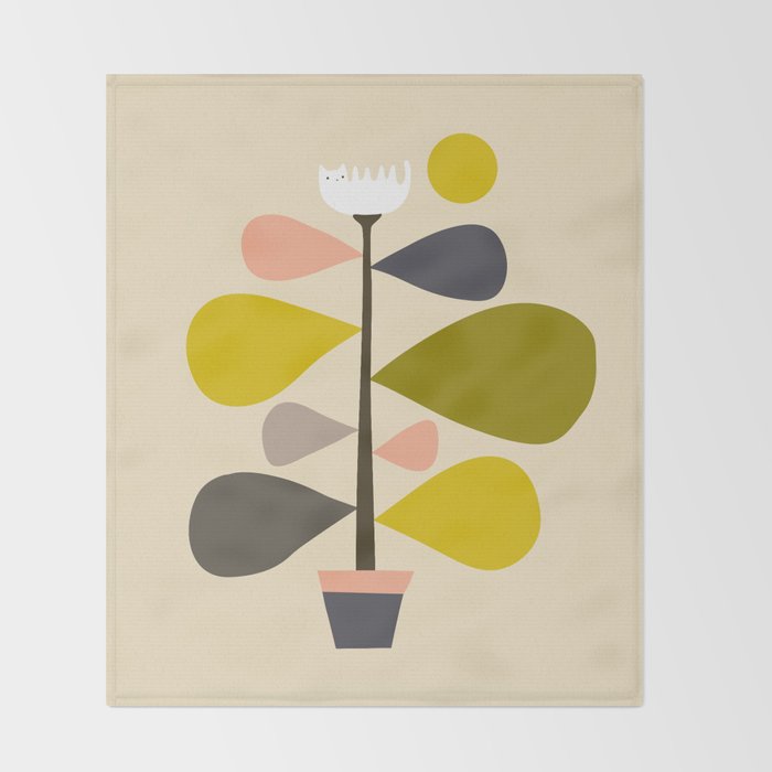 Flower Cat Plants Throw Blanket Gallery Image 2
