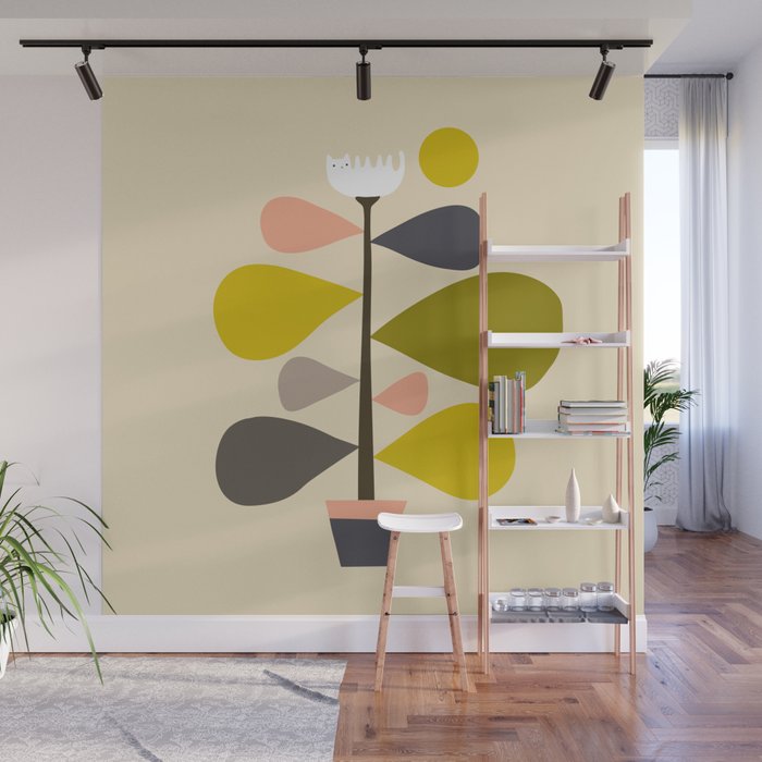 Flower Cat Plants Wall Mural Gallery Image 1