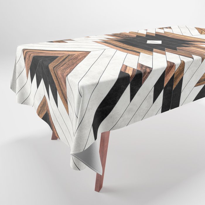 Urban Tribal Pattern No.5 - Aztec - Concrete and Wood Tablecloth Gallery Image 1