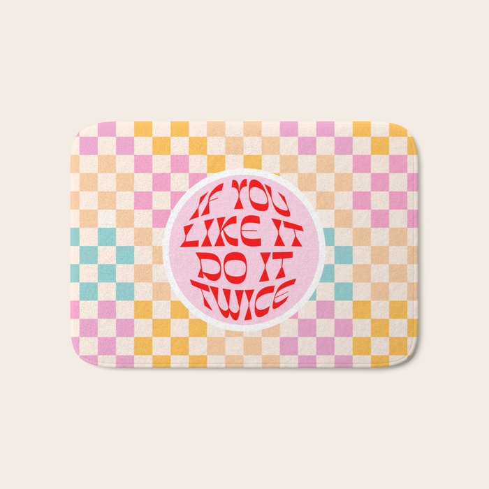 If you like it... Retro and  Fun words on checks  Bath Mat Gallery Image 1