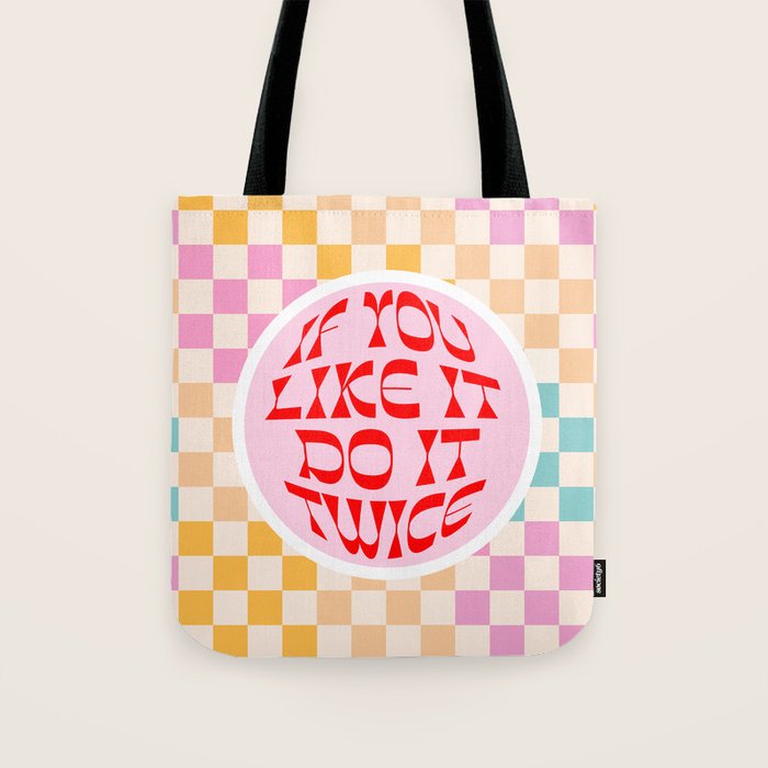 If you like it... Retro and  Fun words on checks  Tote Bag Gallery Image 1