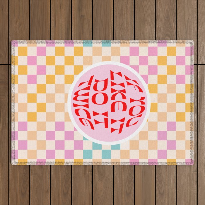 If you like it... Retro and  Fun words on checks  Outdoor Rug Gallery Image 1