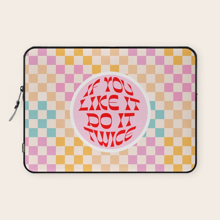 If you like it... Retro and  Fun words on checks  Laptop Sleeve Gallery Image 1