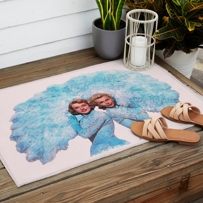 Sisters - White Christmas - Watercolor Outdoor Rug Gallery Image 2