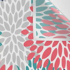 Floral Blooms, Coral Pink, Navy, Teal, Gray Wall Tapestry Gallery Image 3