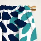 Floral Blooms, Coral Pink, Navy, Teal, Gray Window Curtain Gallery Image 2